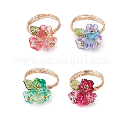 Гальванизированные стеклянные бусины кольца RJEW-TA00195-1