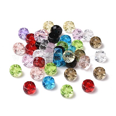透明なk9ガラスビーズ 多面カット コラム ミックスカラー 10x6mm 穴