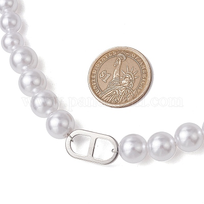 Стеклянные и пластиковые искусственные жемчужины круглые градуированные бусины ожерелья NJEW-JN05206-1