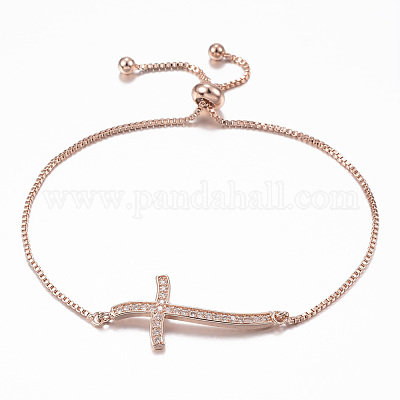 Регулируемые латунные браслеты-слайдеры из циркония BJEW-E317-43RG-1