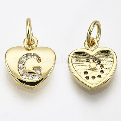 10pcs/lot Gold CZ Paved Heart Letter Charm, Charms