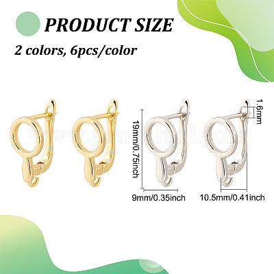 12 шт. 2-х цветная латунная фурнитура для сережек-колец KK-BC0010-99-1