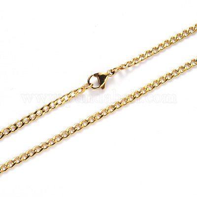 Мужская кубинская цепочка с вакуумным покрытием PVD 304 из нержавеющей стали NJEW-S420-002G-1