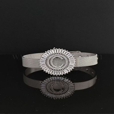 Латунные браслеты с микропаве из прозрачных кубических цирконий для женщин FS-WGA7409-15-1