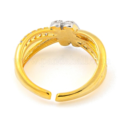 Открытое кольцо-манжета из латуни с микропаве из кубического циркония AJEW-U003-04B-G-1