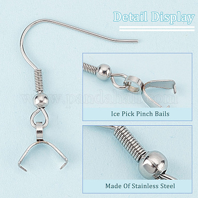 50pcs Pendant Clasp Earring Hooks Stainless Steel Earwires Fish Hook Dangle  Earrings and 50pcs Clear Bullet Earring Back Stoppers and a Box for DIY  Jewelry Making 