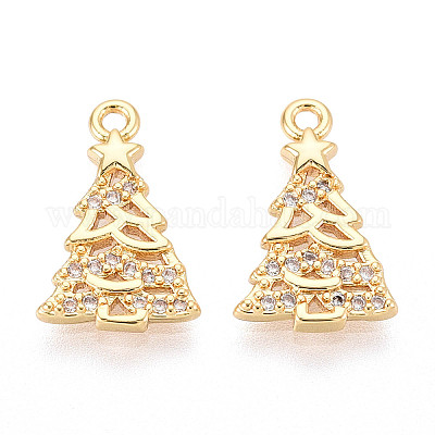 Латунные микропаве прозрачные подвески с фианитом KK-T077-45G-1