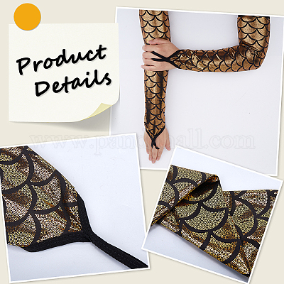 Перчатки из полиэстера с рыбьей чешуей AJEW-WH20006-222D-1