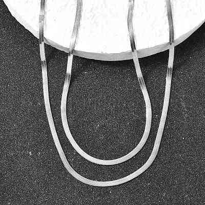 Ожерелья из двух цепочек с плоской цепочкой-змейкой из нержавеющей стали 304 NJEW-Q039-01P-1