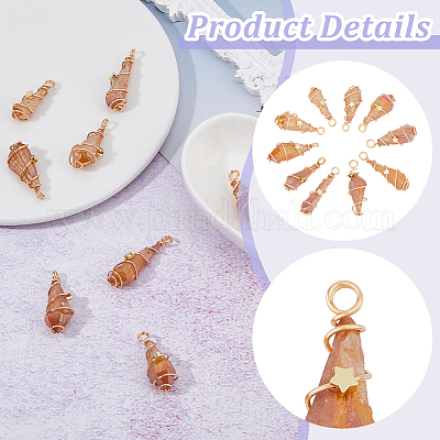 10 шт. гальванизированные необработанные натуральные кварцевые кристаллы медные подвески в обертке из проволоки FIND-FH0009-12B-1