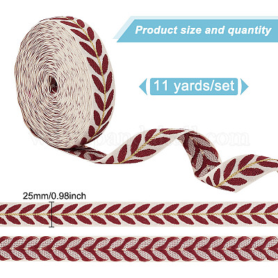 Около 10.5~11 ярда жаккардовых лент из поликоттона в этническом стиле с узором в виде листьев OCOR-GO0001-15A-1