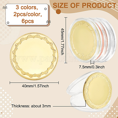 6 шт. 3-х цветные пустые памятные монеты из сплава AJEW-BC0006-57-1