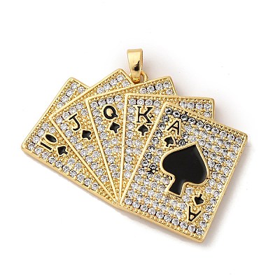 Подвески из латуни с микропаве из кубических цирконий и эмали KK-Q098-17G-A-1