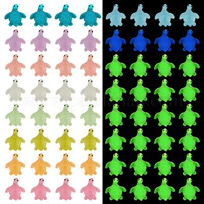 80 шт. 8-х цветные светящиеся в темноте смоляные кабошоны RESI-DC0001-25-1