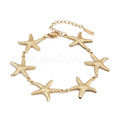 Браслеты из нержавеющей стали 304 в форме морской звезды для женщин BJEW-G759-01G-1