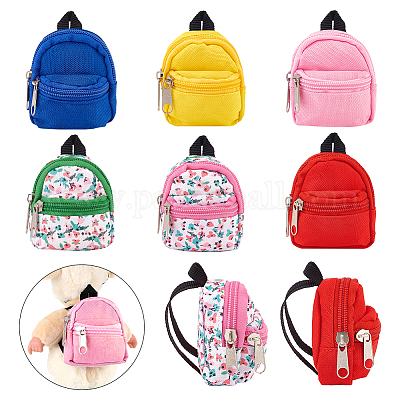 6 Mini Sacs à Dos Pour Poupée - 8x7x3,5 Cm - Polyester - Accessoires Maison De Poupée, Jouets, Porte-clés