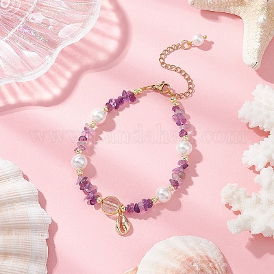 3шт. браслеты с бусинами из натурального кварцевого кристалла BJEW-JB11917-1