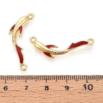 Подвески-соединители из латуни с микропаве из прозрачного кубического циркония и огнеупорной эмали KK-T074-68G-1