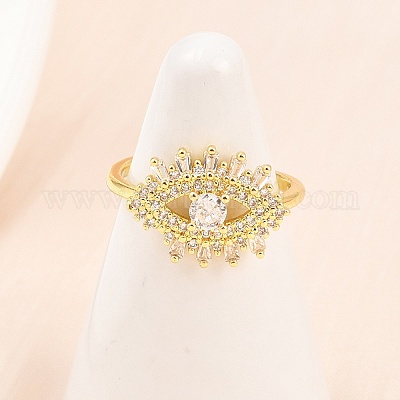 Манжеты из латуни с микро паве кубический цирконий для женщин RJEW-Z113-45G-1