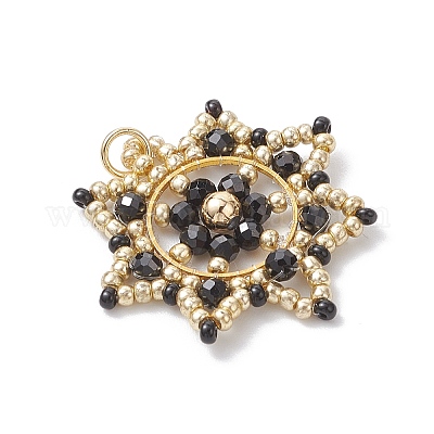 Подвески-снежинки из стеклянных бусин PALLOY-MZ00953-01-1