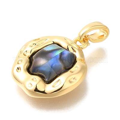 Латунные подвески из ракушек паве пауа KK-K388-80G-1