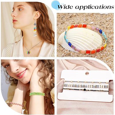 790 шт. 15 вида непрозрачных стеклянных бусин с 2 отверстиями. Прямоугольные SEED-NB0001-77-1