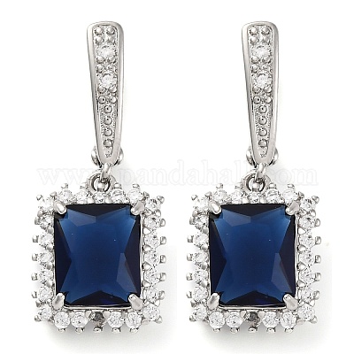 Прямоугольные серьги-кольца с паве из кубического циркония из латуни для женщин EJEW-I304-29P-08-1