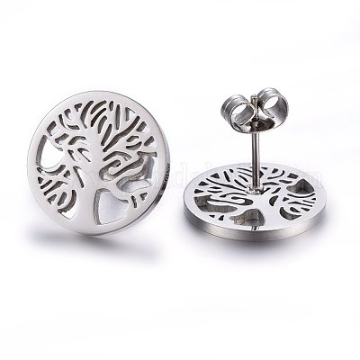 Серьги-гвоздики из нержавеющей стали 304 EJEW-H371-03P-1