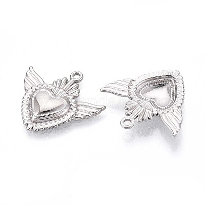 Подвески в форме сердца с крыльями из нержавеющей стали 304 STAS-T067-27P-1