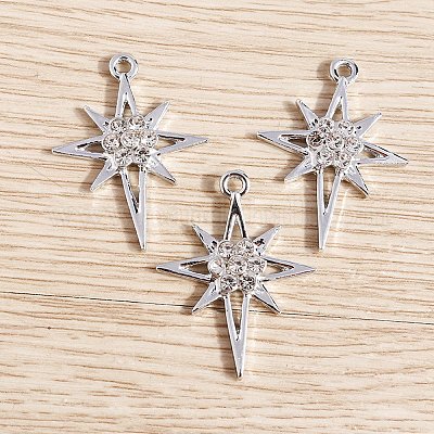 10 шт. подвески из цинкового сплава со стразами ALRI-WH0001-07P-1