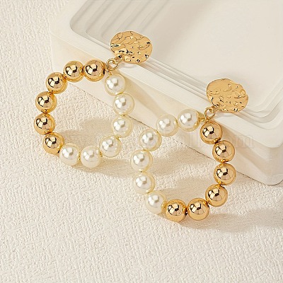 Серьги-гвоздики с круглыми бусинами из сплава и пластика с жемчугом FS-WG641A5-01-1