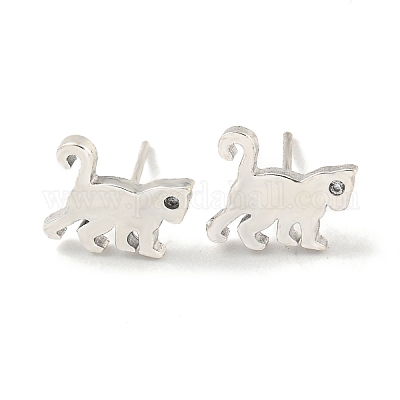 Женские серьги-гвоздики из латуни с микро-паве EJEW-Z048-07P-1