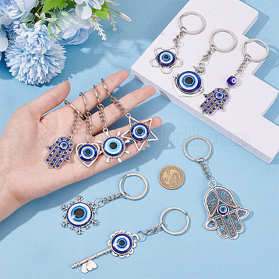 10 шт. 10 стиля турецкий синий брелок из смолы с подвеской от сглаза KEYC-NB0001-66-1