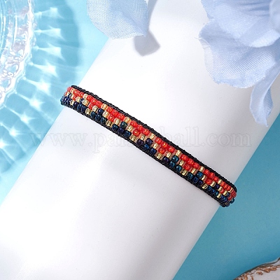 Браслеты из стеклянного бисера ручной работы для женщин BJEW-MZ00158-01-1