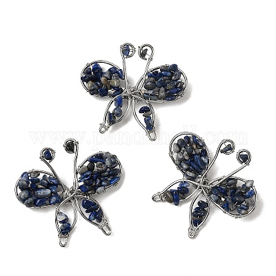 Брошь в виде бабочки из натурального лазурита G-A278-02P-04-1