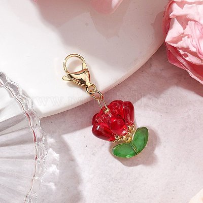 Подвесные украшения из стеклянных цветов HJEW-MZ00206-05-1