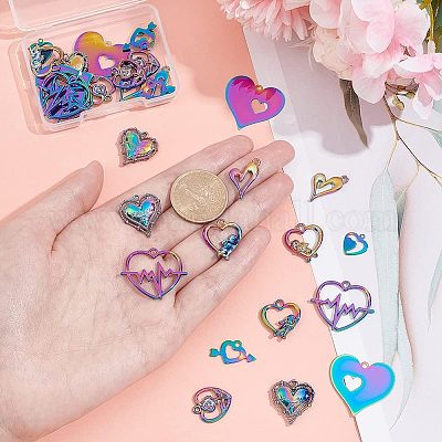 32 шт. 8 стиля ко Дню святого Валентина ионное покрытие (IP) 201 нержавеющая сталь и сплав подвески STAS-UN0039-03-1