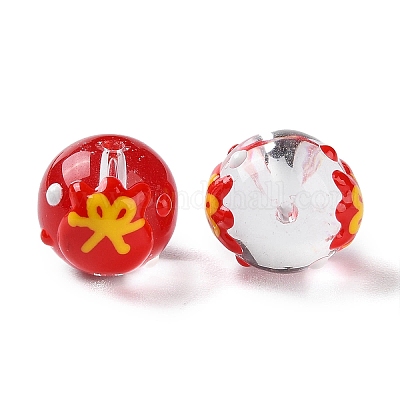 Прозрачные стеклянные эмалированные бусины в китайском стиле GLAA-G107-05A-1