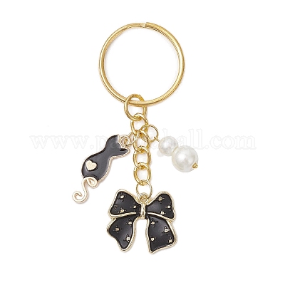 3 шт. 3 стиля брелок из сплава эмали и стекла с имитацией жемчуга KEYC-JKC01301-1
