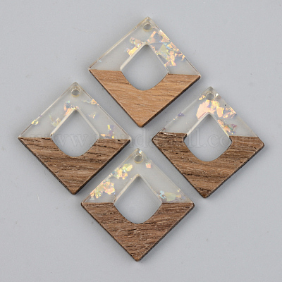 Подвески из прозрачной смолы и ореха RESI-S389-024A-E01-1