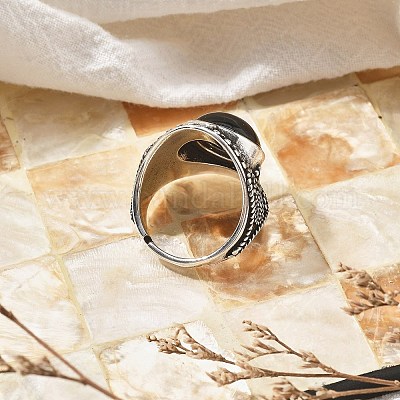 Регулируемые кольца из натурального обсидиана RJEW-I108-03AS-12-1