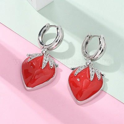 Латунные микро проложить серьги обруча кубического циркония EJEW-R016-09P-1