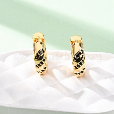 Кольцо латунные серьги-кольца с микропаве из кубического циркония EJEW-F384-05G-1