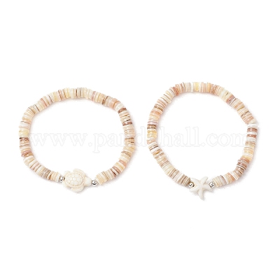 Браслеты из натуральных пресноводных бусин и синтетической бирюзы BJEW-JB11875-1