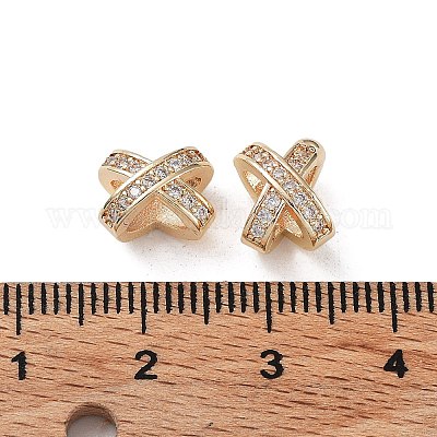 Реечное покрытие латунь микро паве кубический цирконий европейские бусины KK-H451-18G-1