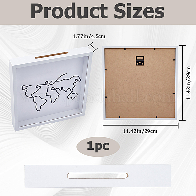 Квадратные деревянные настенные ящики для хранения марок с прозрачным акриловым окном CON-WH20005-02B-1