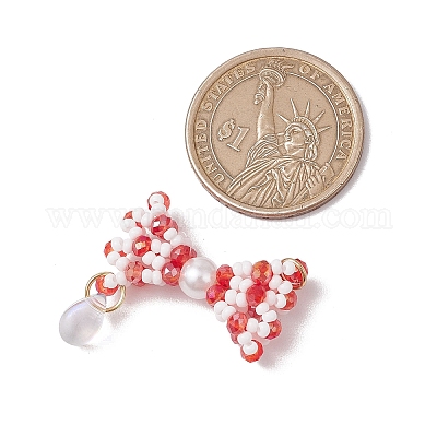 Подвески-бантики из стеклянных бус PALLOY-MZ00553-03-1