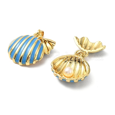 Подвески из латунной эмали с жемчугом KK-G533-16G-02-1