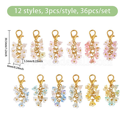 36 шт. 12 стиля акриловых цветочных подвесных украшений HJEW-CA00069-1