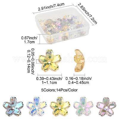 70 шт. 5-цветные прозрачные гальванические стеклянные колпачки для бусин EGLA-FS0001-55-1